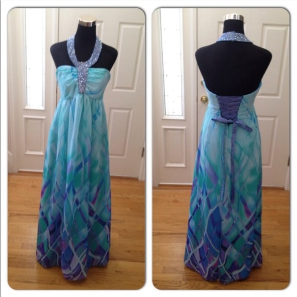 Stunning Beaded Halter Gown